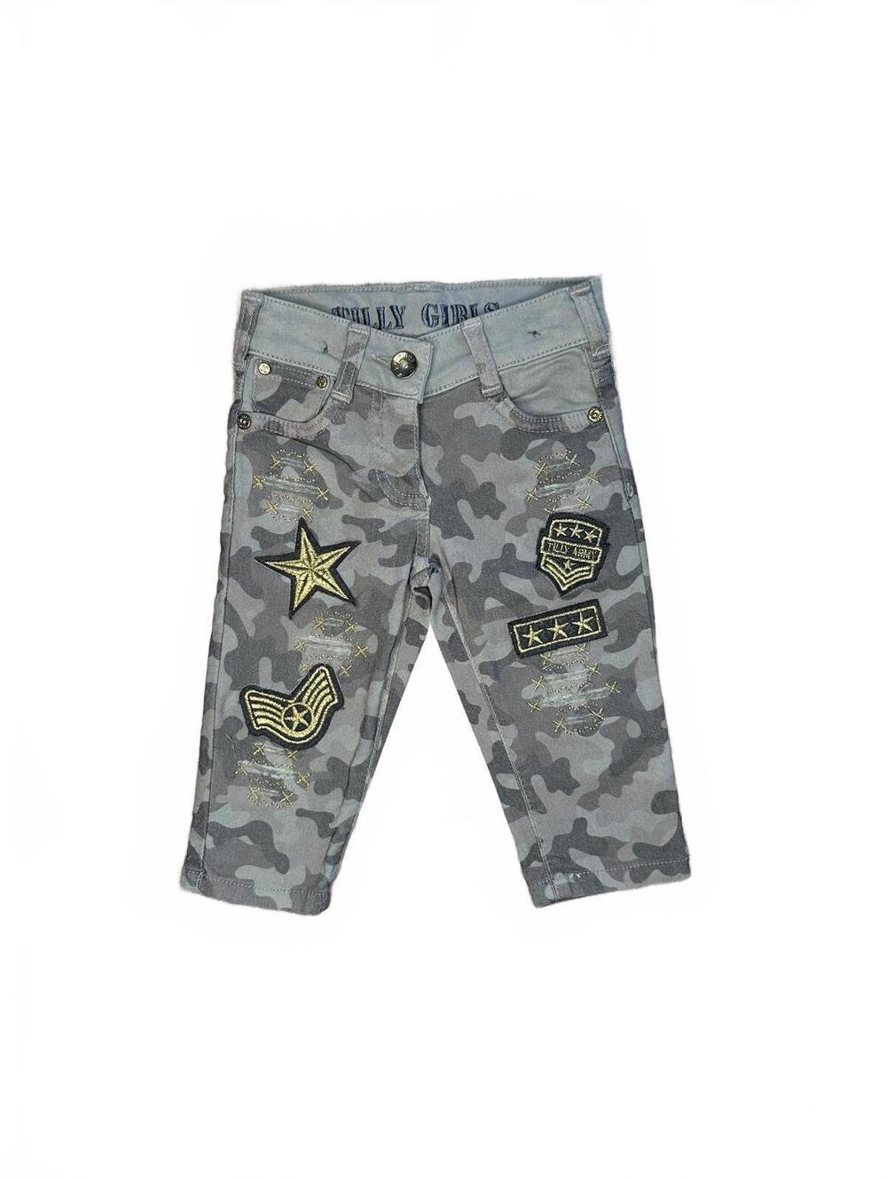 Tilly Girls Gray Camo Embroidered Pants 3T